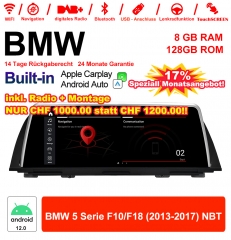 10.25 Zoll Qualcomm Snapdragon 665 8 Core Android 12.0 4G LTE Autoradio / Multimedia USB WiFi Navi Carplay Für BMW 5 Series F10/F18 (2013-2017) NBT