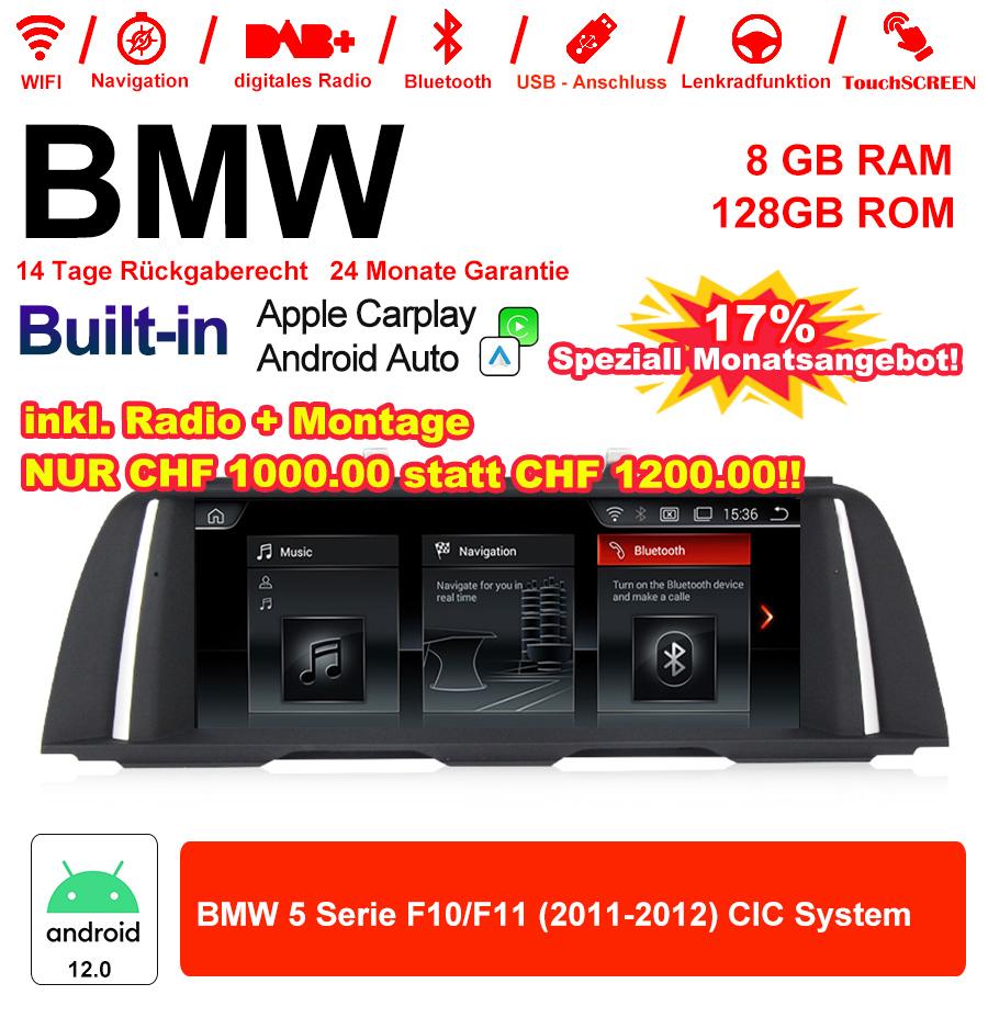 10.25 Zoll Qualcomm Snapdragon 665 8 Core Android 12.0 4G LTE Autoradio / Multimedia USB WiFi Navi Carplay Für BMW 5 Series F10 / F11 2011-2012 CIC