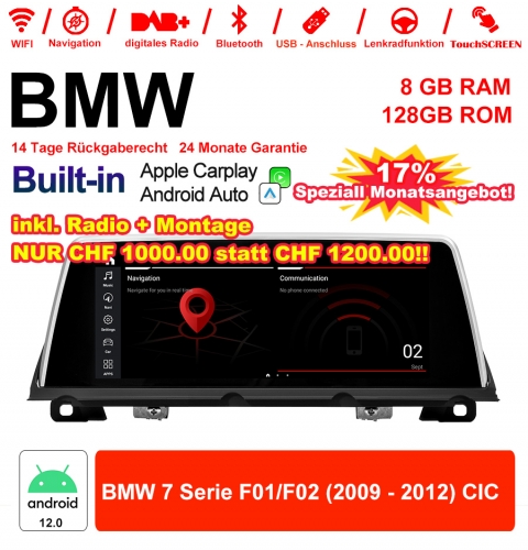 10.25" Qualcomm Snapdragon 665 Android 13.0 4G LTE Autoradio / Multimédia USB WiFi Navi Carplay Pour BMW 7 Series F01 F02 (2009-2012) CIC