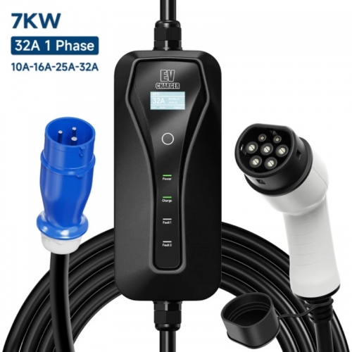 7KW 32A E-Auto Tragbare EV-Ladekabel Typ2 IEC 62196-2  Typ1 SAE J1772