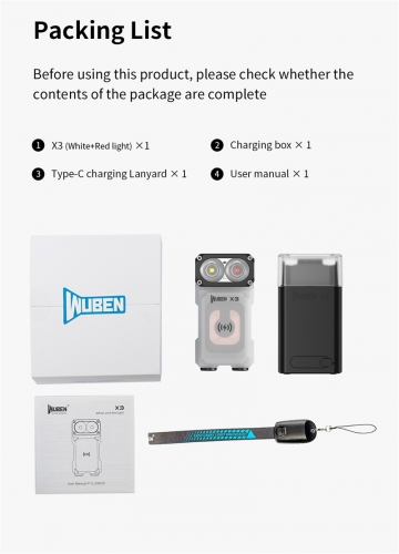 Lampe Torche WUBEN X3 Sans Fil - 700 Lumens, Rechargeable, étanche, Mini EDC Avec Tête Rotative