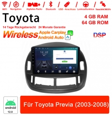 10 pouces Android 13.0 Autoradio / Multimédia 4GB RAM 64GB ROM pour Toyota Previa (2003-2008) intégré Carplay/ Android Auto