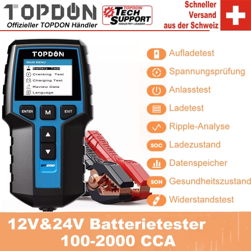 TOPDON BT200 12/24V Auto Batterietester KFZ Battery Tester AKKU