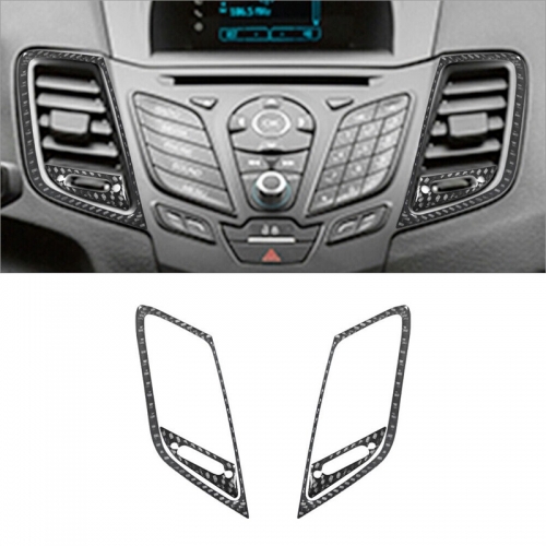 Garniture de couvercle de ventilation centrale intérieure en Fiber de carbone, 4 pièces, pour Ford Fiesta 2011 – 15