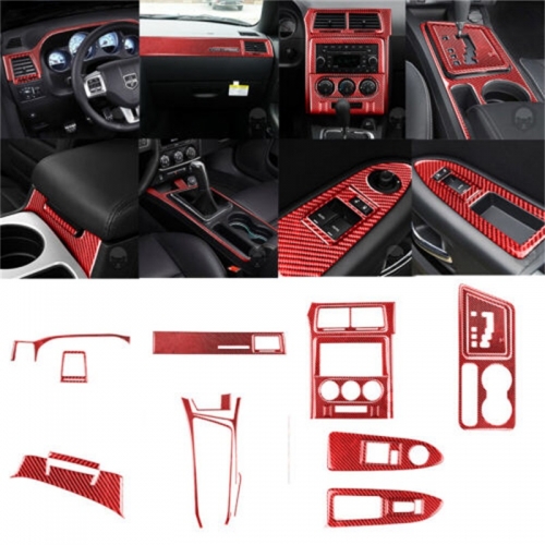 24 pieces Dodge Challenger 2008-14 red interior trim