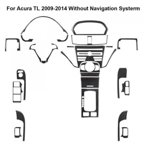 27-teiliges Carbon-Faser-Voll-Innenraum-Set, Verkleidungsaufkleber für Acura TL 2009–2014