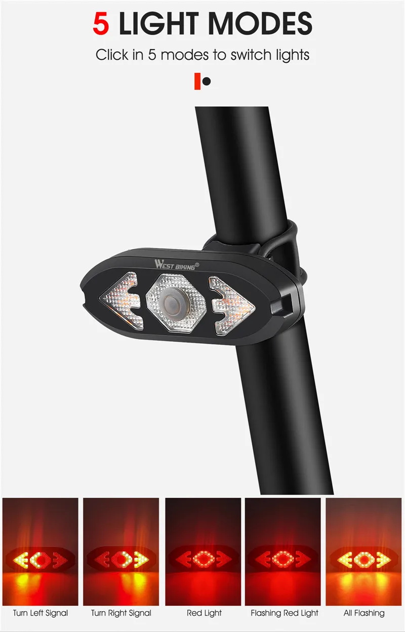 WEST BIKING Bike Blinker Licht