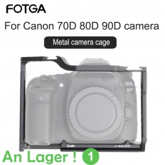 Camera cage Protector for Canon 70D 80D 90D 1/4'' Thread hole Cold shoe Mount for Arca Tripod Quick Changing Plate
