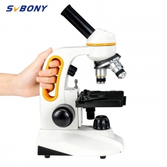 Svbony sm202 microscope mono-oculaire assemblé 40-2000x double LED pour étudiants adultes structure cellulaire de laboratoire
