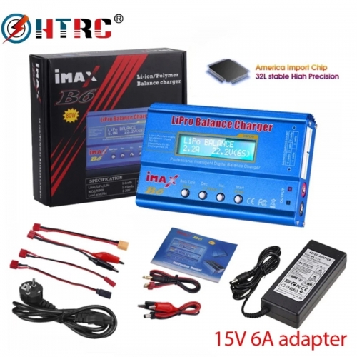 Chargeur Lipo HTRC IMAX B6 80W pour chargeur de batterie NiMh Li-ion ni-cd Lipo déchargeur d'équilibre + adaptateur 15V 6A chargeur RC