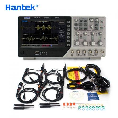 Hantek Official DSO4254C Digital Oscilloscope 4 Channels 250Mhz LCD PC Portable USB Oscilloscopes + EXT + DVM + Auto range function