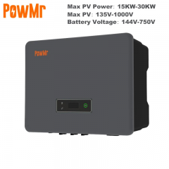 Powmr 3 Phase Dual MPT Tracker Hybrid Solar Inverter 220V 20kW Pure Sine Wave Inverter with BMS