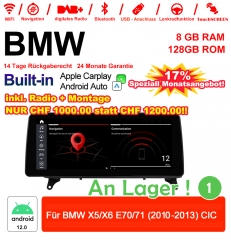 12.3 Zoll Qualcomm Snapdragon 665 8 Core Android 12.0 4G LTE Autoradio / Multimedia USB Carplay Für  BMW X5/X6  E70/71 (2010-2013) CIC Mit WiFi
