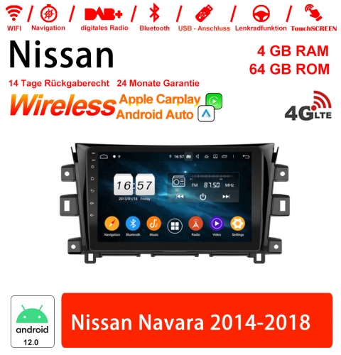 9 pouces Android 12 Autoradio/Multimédia 4Go RAM 64Go ROM Pour Nissan Navara 2014-2018 avec WiFi NAVI Bluetooth USB