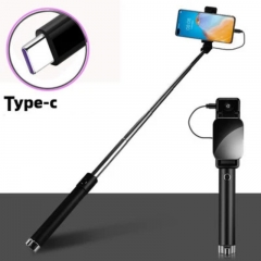 Smartphones Extendable Folding Wired Selfie Stick With Button Wired Silicone Handle Universal for Iphone 15/Huawei/Xiaomi/Samsung