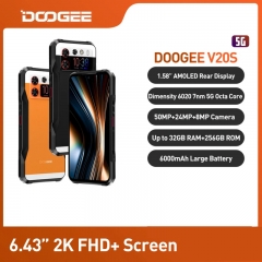 Doogee V20S téléphone robuste 5g 12GB 256GB Octa Core 6.43 pouces 2k FHD écran Amoled 50MP AI Triple caméra Smartphone Android 13 NFC