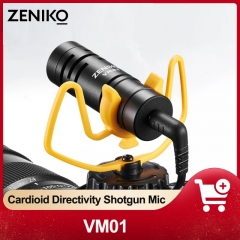 Zeniko VM01 on-camera microphone cardioid directivity anti-interference shotgun microphone for interview recordings