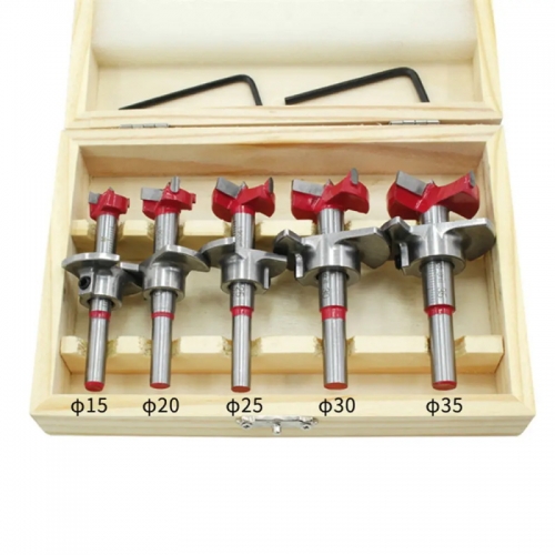 Drillpro – jeu de forets Forstner 5 pièces, 15 20 25 30 35mm, tarière à bois, clé hexagonale, scie cloche pour le travail du bois