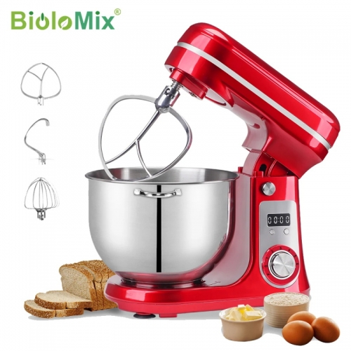 BioloMix – batteur sur socle de cuisine, mélangeur, moteur silencieux, fouet à œufs en crème, pétrin à pâte, 6 vitesses, 1200 W, 6 L, DC ​