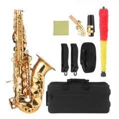 ammoon Bb Sopransaxophon Goldlack Messing Saxophon mit Instrumentenkoffer