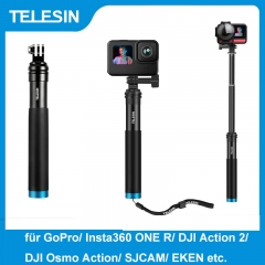 TELESIN Aluminium legierung ausziehbare Hand Selfie Stick Teleskops tange für Gopro Held 12 11 10 9 8 7 6 5 Insta360 Osmo Dji Action