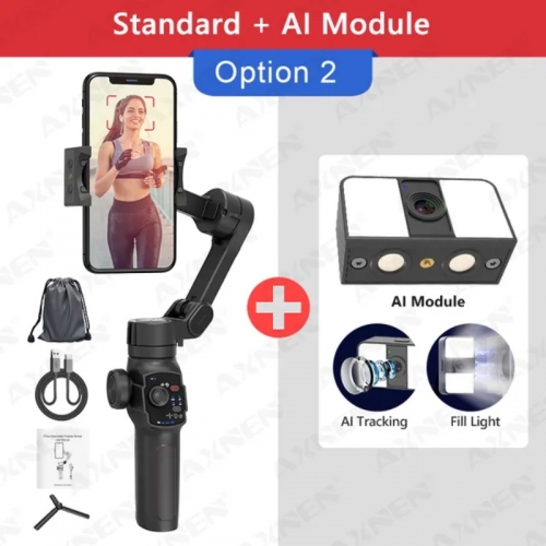 Cardan à main 3 axes Stabilisateur de suivi intelligent AI pour smartphone pour iPhone 14 Pro Xiaomi Huawei Vlog