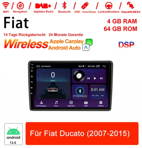 9 pouces Android 12.0 Autoradio / multimédia 4Go de RAM 64Go de ROM pourFiat Ducato 2007-2015 avec WiFi NAVI Bluetooth USB