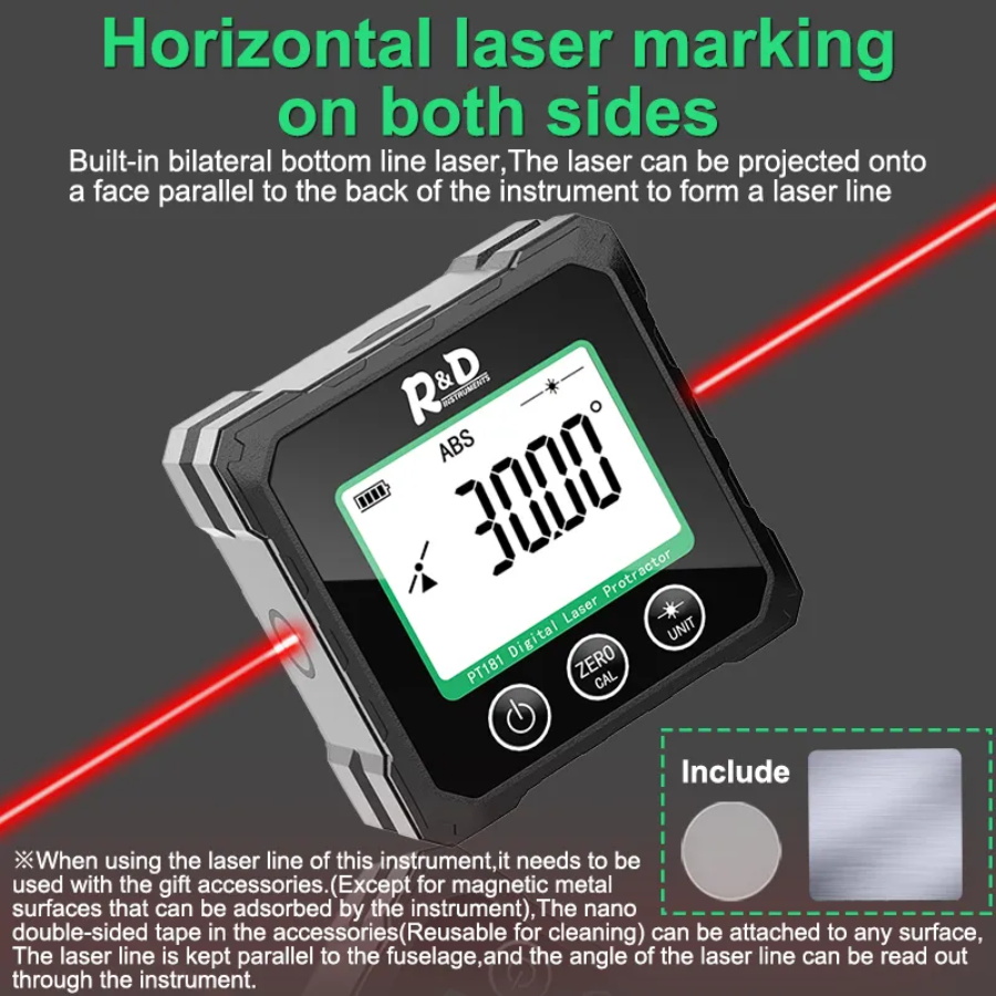 Laser digital protractor inclinometer