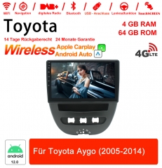 10 pouces Android 13.0 Autoradio / Multimédia 4GB RAM 64GB ROM pour Toyota Aygo (2005-2014) intégré Carplay/ Android Auto