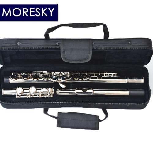 MORESKY 16/17 Schließen/Offene Löcher C Key Flöte Instrument Cupronickel Nickel/Silber Überzogene Konzert Flöte mit E schlüssel