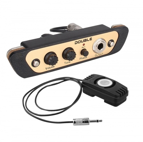 DOUBLE CJ01L Cajon Box Drum Preamp Pickup Musical Instrument Pickup with Mic 1/4 Inch Jack