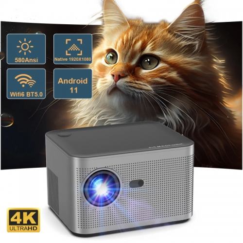 Magcubic 300ansi android11 projector 1920*1080p 4k wifi6 all h713 bt713.1 electronic focus voice control home theater projector