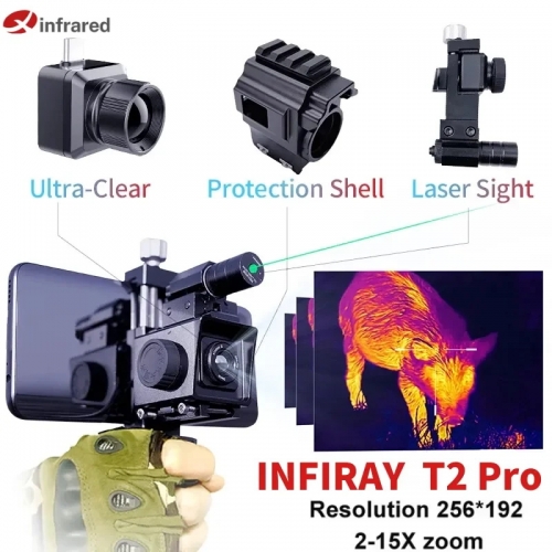 Infiray Infrared Heat image camera T2 Pro Outdoor Hunting 25Hz HD Mon eyepiece Heat image camera for Mobile Phone Night Vision with Laser