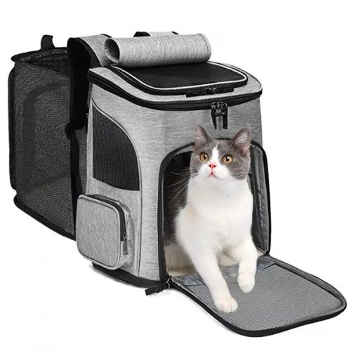 Pet supplies puppy backpack expandable pet bag large capacity breathable portable cat backpack foldable dog bag