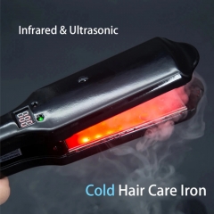 Ultrasonic Infrared Hair Care Iron Keratin Argan Oil Recovers Damaged Wide Plate Hair Straight LCD Display Treatment Cold Irons