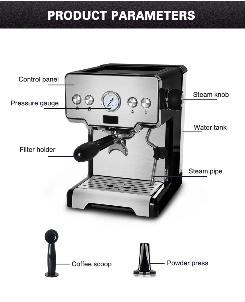Machine à café semi-automatique italienne 15 bars