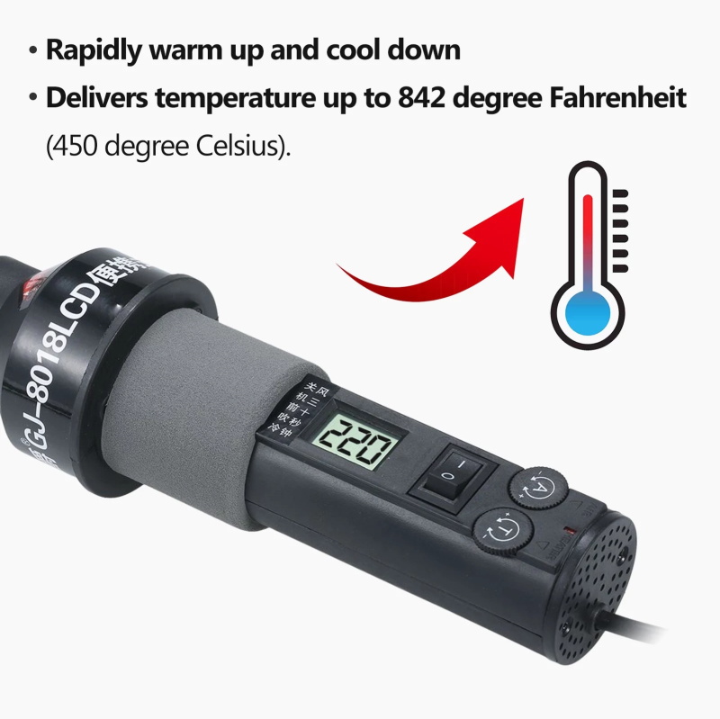 portable temperature-controlled soldering hot air gun