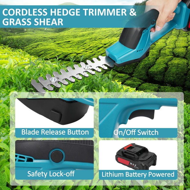 Lithium cordless hedge trimmer