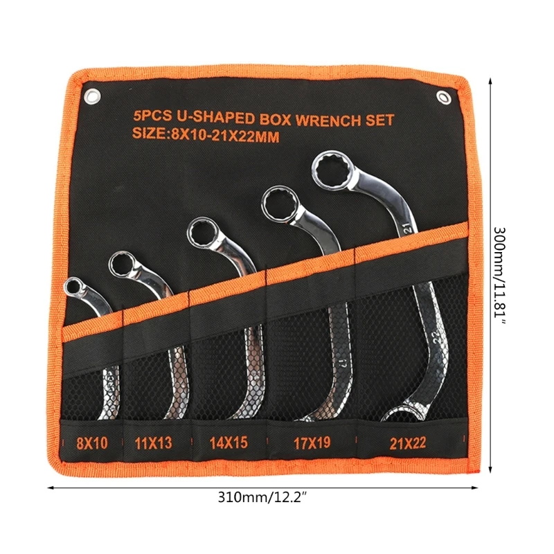 Wrench set 5 pieces curved