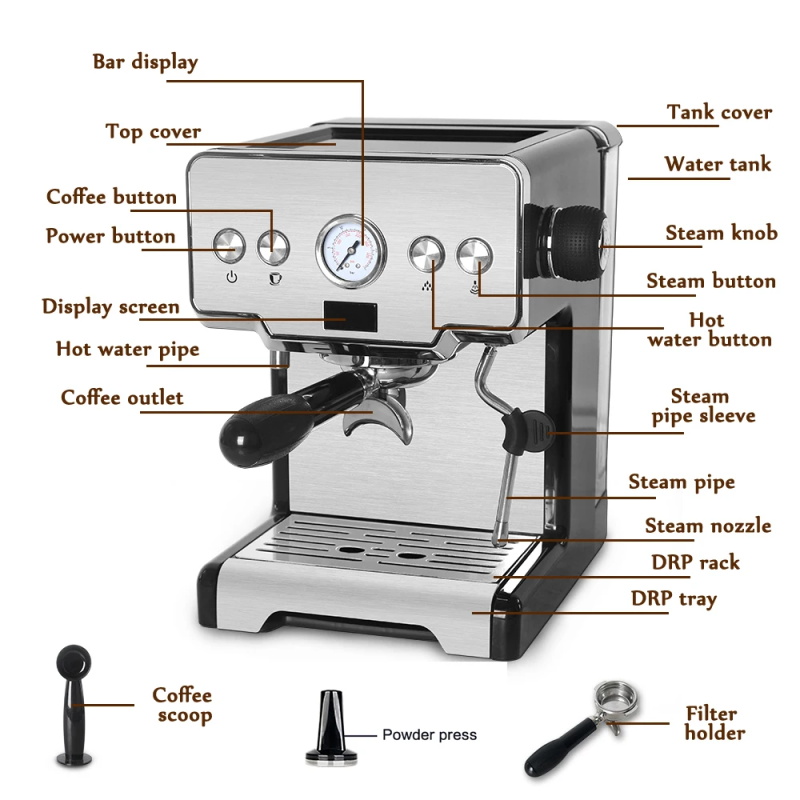 Machine à café semi-automatique italienne 15 bars