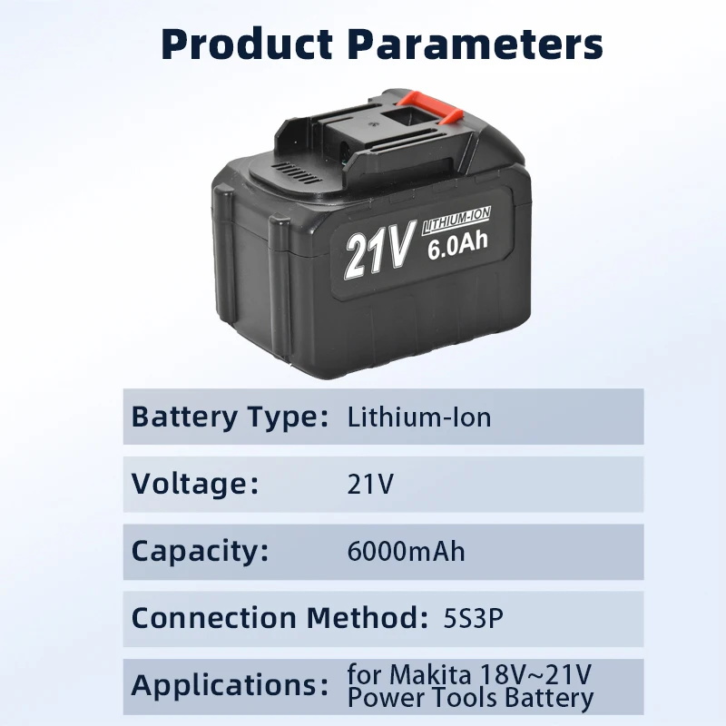 2 batteries Makita 21V 6Ah