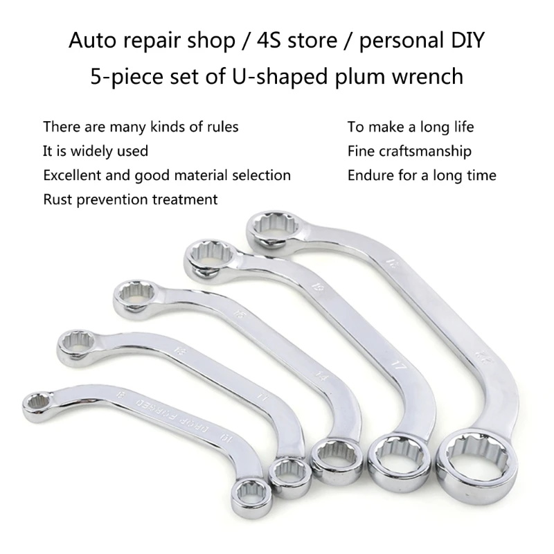 Wrench set 5 pieces curved