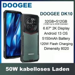 Doogee DK10 5G Android 13 6,67" Téléphone robuste 5150 mAh Batterie 32 Go de RAM 512 Go ROM 120 W prise en charge de charge rapide NFC OTG...
