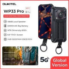 Oukitel WP33 Pro 5G Android 13 IP68 Robustes Telefon 6.6" FHD+IPS Smartphone 24GB RAM 256GB ROM 22000mAh 64MP+32MP Support Google Pay/OTG/Face ID