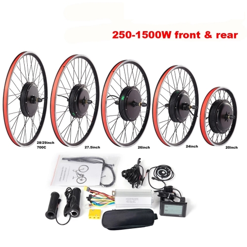 EBike 36V Gear Motor 48V Gearless Hub Motor Without Noise Front Rear Wheel Conversion electric Bike Kit 250W-1500W