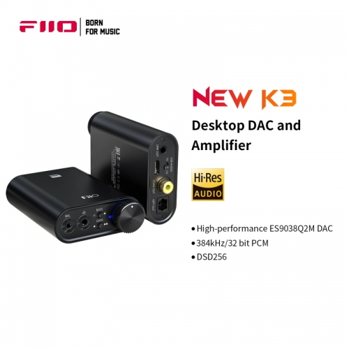 FiiO NEW K3 Headphone Amplifier DSD USB DAC for PC,DSD256 Support COAXIAL/OPTICAL/2.5 BALANCE