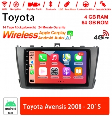 9 Zoll Android 13.0 Autoradio / Multimedia 4GB RAM 64GB ROM Für Toyota Avensis 2008 - 2015 MIT Navi Bluetooth WIFI Eingebautes Carplay Android Auto