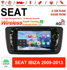 7 Zoll Android 13 Autoradio / Multimedia 4GB RAM 64GB ROM Für SEAT IBIZA 2009-2013 Mit WiFi NAVI Bluetooth USB