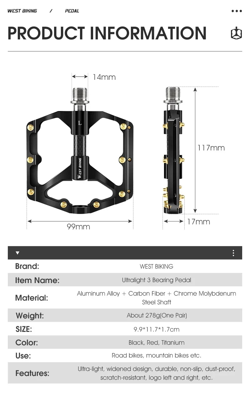 West Biking Carbon Fiber Pedal