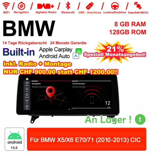 12.3 pouces Qualcomm Snapdragon 665 8 Core Android 13.0 4G LTE Autoradio / Multimédia USB Carplay Pour  BMW X5/X6  E70/71 (2010-2013) CIC avec WIFI